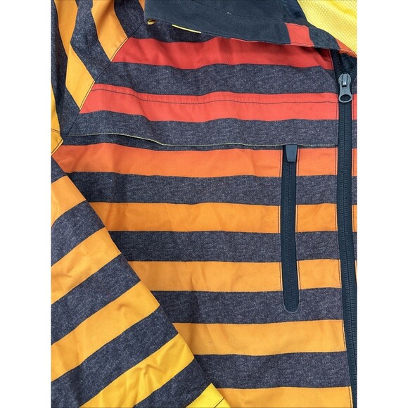 Burton Size XL Dryride Snowboard Zip Up Shell Jacket Oranges Yellow Black Hood - Picture 4 of 11